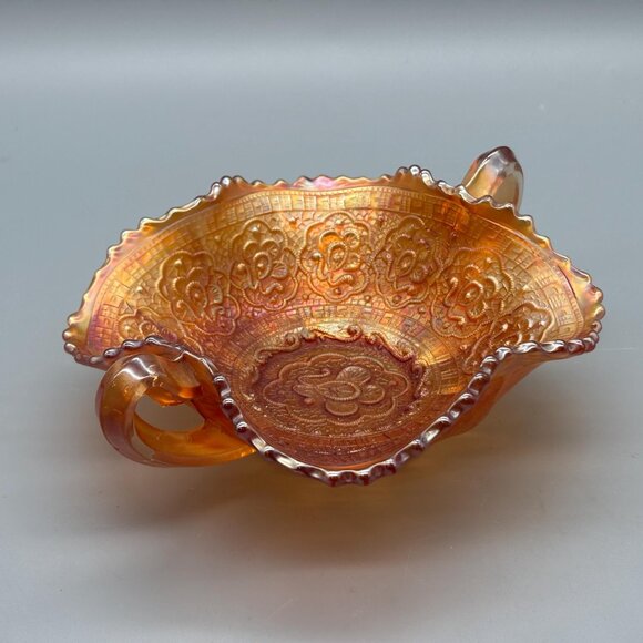 Antique Fenton Persian Medallion Marigold Carnival Glass Bowl Bon Bon Candy Dish - Picture 4 of 7